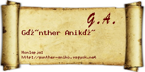 Günther Anikó névjegykártya